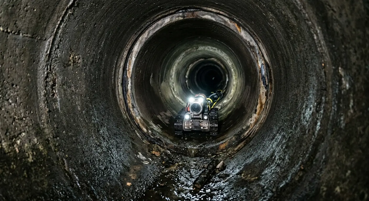 Robotic sewer camera inspecting pipe interior for Sewer Line Cleaning in Grayslake